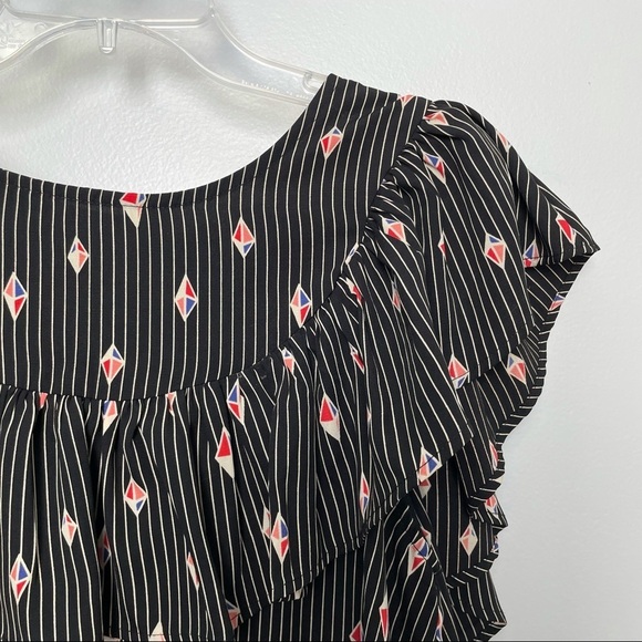 Anthropologie Eri + Ali Black and White Striped 3D Diamond Pattern - Picture 2 of 7